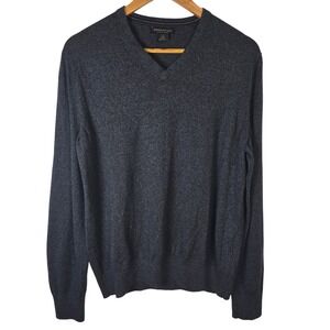 Banana Republic Mens Luxury‎ Blend V-Neck Sweater Gray Silk Cotton Cashmere L